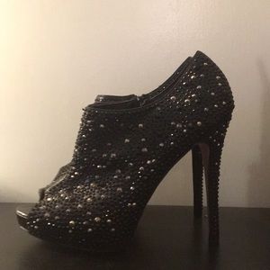 Sparkly peep toe heels
